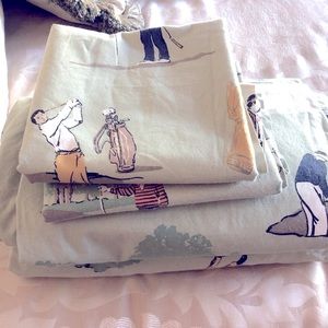 Set of Full Size Sheets /Golfer pattern